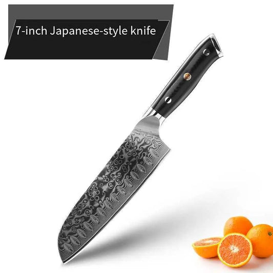 "Professional Damascus Steel Japanese Chef Knife – Ideal for Slicing, Sashimi, and Fruit Prep
