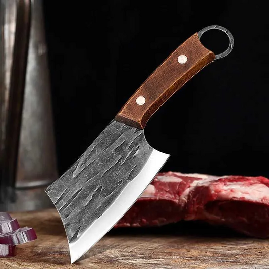 Forged Small Kitchen Cleaver – Wooden Handle Chef Knife for Vegetables & Fruits - Iberi shop™