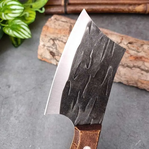 Forged Small Kitchen Cleaver – Wooden Handle Chef Knife for Vegetables & Fruits - Iberi shop™