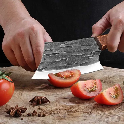 Forged Small Kitchen Cleaver – Wooden Handle Chef Knife for Vegetables & Fruits - Iberi shop™
