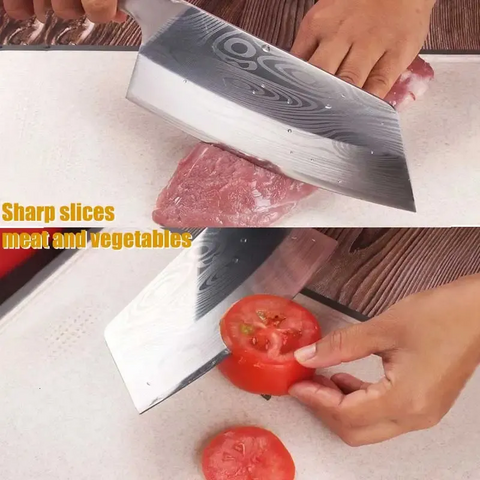 Professional Laser Damascus Japanese Chef & Cleaver Knife – Stainless Steel -Iberi shop™