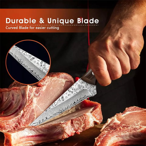 "2Pcs Damascus Steel Fillet & Boning Knives – Wooden Handle"
