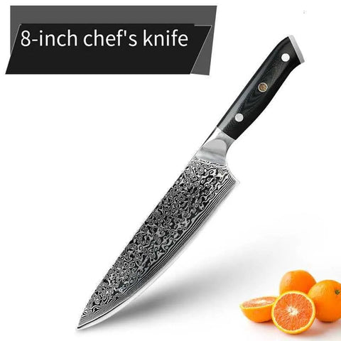 "Professional Damascus Steel Japanese Chef Knife – Ideal for Slicing, Sashimi, and Fruit Prep