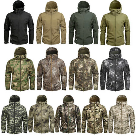Men's Hiking Army Jackets Men Camouflage Autumn Winter Skin Soft Shell Waterproof Jacket Windbreaker For Hunting Camping -Iberi Shop™